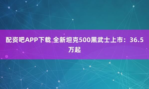 配资吧APP下载 全新坦克500黑武士上市：36.5万起