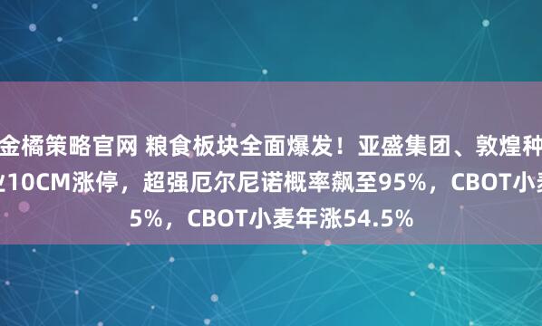金橘策略官网 粮食板块全面爆发！亚盛集团、敦煌种业、金健米业10CM涨停，超强厄尔尼诺概率飙至95%，CBOT小麦年涨54.5%