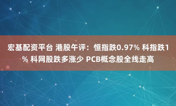 宏基配资平台 港股午评：恒指跌0.97% 科指跌1% 科网股跌多涨少 PCB概念股全线走高